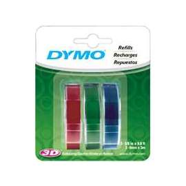 DYMO 1741671 Embossing Label, 9.8 ft L, 3/8 in W, Plastic, Blue/Green/Red