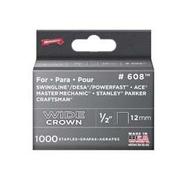 Arrow 600 Series 60830 Flat, Wide Crown Staple, 1/2 in L Leg