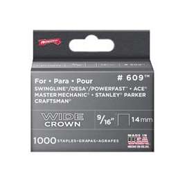 Arrow 600 Series 60930 Flat, Wide Crown Staple, 9/16 in L Leg