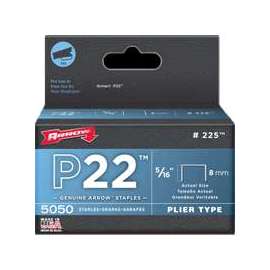 Arrow P22 Series 225 Flat Crown Staple, 7/16 in W Crown, 5/16 in L Leg