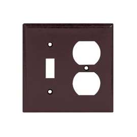 Eaton Wiring Devices 2138B-BOX Combination Wallplate, 4-1/2 in L, 4-9/16 in W, 2 -Gang, Thermoset, Brown