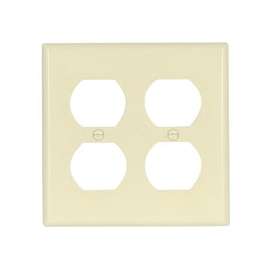 Eaton Wiring Devices 2150LA-BOX Receptacle Wallplate, 4-1/2 in L, 4-9/16 in W, 2 -Gang, Thermoset, Light Almond