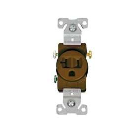 Eaton Wiring Devices 1877B-BOX Single Receptacle, 2 -Pole, 125 V, 20 A, Side Wiring, NEMA: NEMA 5-20R, Brown
