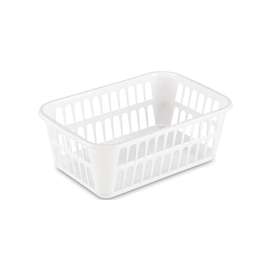 Sterilite 16088048 Storage Basket, 1.3 cu-ft Capacity, Plastic, White