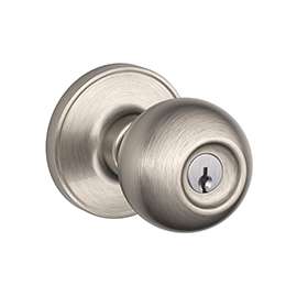 Schlage Corona Series J54 CNA 619 Keyed Entry Knob, Brass, Satin Nickel