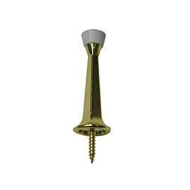 Prosource CL-208P-PB-PS Heavy-Duty Rigid Door Stop, 1 in Dia Base, 3 in Projection, Die-Cast Zinc & Plastic
