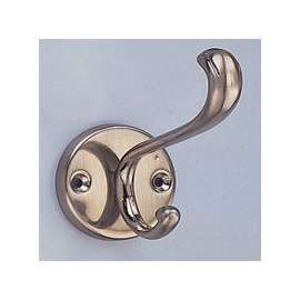 ProSource H-031-SN Coat and Hat Hook, 33 lb, 2-Hook, 1 in Opening, Zinc, Satin Nickel
