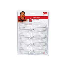 3M 90834-00000B Safety Glasses, Anti-Scratch Lens, Polycarbonate Lens, Wraparound Frame, Clear Frame