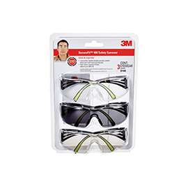 3M SF400-W-3PK Safety Eyewear, Anti-Fog, Scratch-Resistant Lens, Neon Green/Black Frame