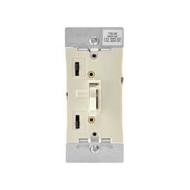 Leviton R08-TSL06-1KT Slide Dimmer, 120 V, 600 W, CFL, Halogen, Incandescent, LED Lamp, 3-Way, Light Almond