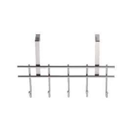 Simple Spaces HK07-CH Door Garment Hook, Each Hook: 4.8 lb, 5-Hook, Steel, Chrome, Hanging Mounting