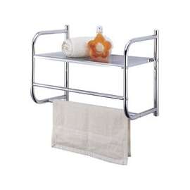 Simple Spaces BR32-CH Bathroom Rack, 11 lb Each shelf, 6.6 lb Each Towel Rack Max Weight Capacity, 1-Shelf, Metal