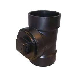 CANPLAS 102117SBC Test Pipe Tee, 4 in, Hub x FNPT, ABS, Black