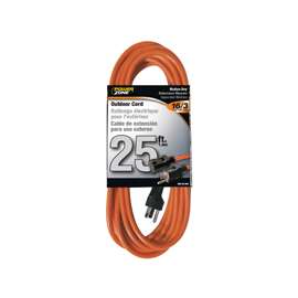 PowerZone Extension Cord, 16 AWG Cable, 5-15P Grounded Plug, 5-15R Grounded Receptacle, 25 ft L, 13 A, 125 V