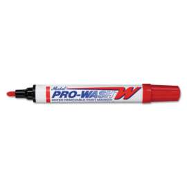 PRO-WASH W Water Removable Paint Markers, 1/8 in Tip, Medium, Red