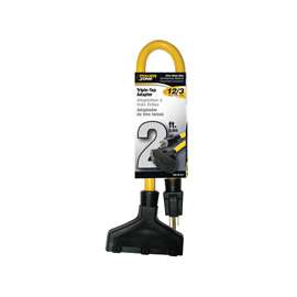 PowerZone Extension Cord, 12 AWG Cable, 2 ft L, 15 A, 125 V, Yellow