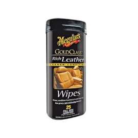 MEGUIAR'S G10900 Leather Wipes, Sweet Herbal, Effective to Remove: Dirt, Grime, 25-Wipes