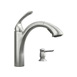 Moen Kinzel 87035SRS Kitchen Faucet, 1.5 gpm, 1-Faucet Handle, Stainless Steel, Stainless Steel, Deck Mounting
