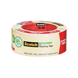 Scotch 2050.75 Masking Tape, 60.1 yd L, 3/4 in W, Paper Backing, Beige