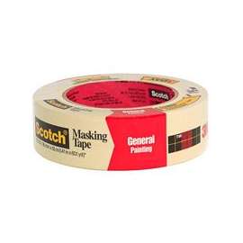 Scotch 20501.5 Masking Tape, 60.1 yd L, 1-1/2 in W, Paper Backing, Beige