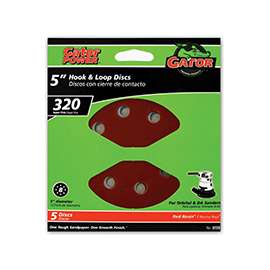 Gator 3720 Sanding Disc, 5 in Dia, 320 Grit, Super Fine, Aluminum Oxide Abrasive, Vented