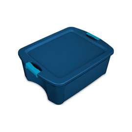 Sterilite 14447406 Carry Tote, Plastic, True Blue, 23-5/8 in L, 18-5/8 in W, 9-1/4 in H