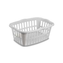 Sterilite 12458012 Laundry Basket, 1.5 bu Capacity, Plastic, White, 1-Compartment