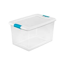 Sterilite 14978006 Latching Box, Plastic, Clear/White, 23-3/4 in L, 16 in W, 13-1/2 in H
