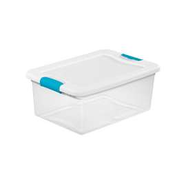 Sterilite 14948012 Latching Box, Plastic, Clear/White, 16-1/4 in L, 11-1/4 in W, 6-3/4 in H