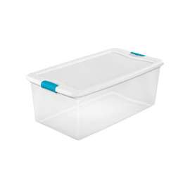 Sterilite 14998004 Latching Box, Plastic, Clear/White, 33-7/8 in L, 18-3/4 in W, 13 in H