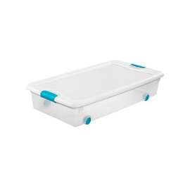 Sterilite 14988004 Latching Box, Plastic, Clear/White, 33-7/8 in L, 18-3/4 in W, 7 in H