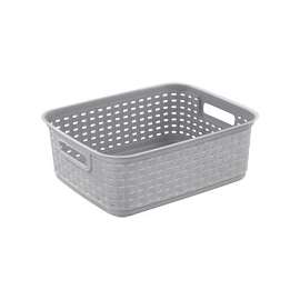 Sterilite 12726A06 Short Weave Basket, 1.3 cu-ft Capacity, Plastic, Cement, Rectangle