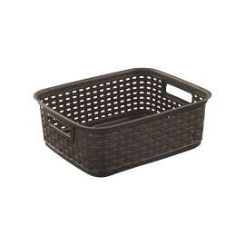 Sterilite 12726P06 Short Weave Basket, 1.3 cu-ft Capacity, Plastic, Espresso, Rectangle