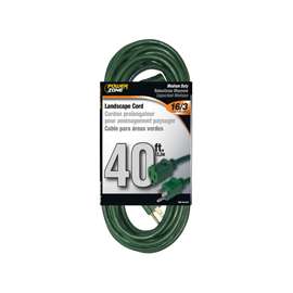 PowerZone Extension Cord, 16 AWG Cable, 40 ft L, 13 A, 125 V, Green