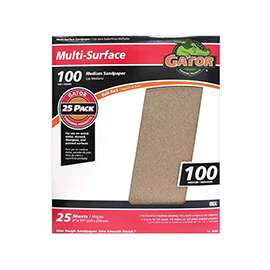 Gator 3264 Sanding Sheet, 11 in L, 9 in W, 100 Grit, Medium, Aluminum Oxide Abrasive