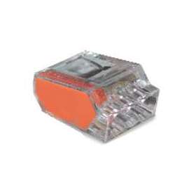 GB PushGard 19-PC3 Wire Connector, 22 to 12 AWG Wire, Copper Contact, Polycarbonate Housing Material, Clear/Orange