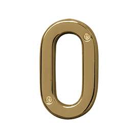 HY-KO Prestige Series BR-42PB/0 House Number, Character: 0, 4 in H Character, Brass Character, Solid Brass
