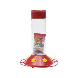 Perky-Pet 209B Bird Feeder, 30 oz, 6-Port/Perch, Glass/Plastic, Bright Red/Yellow, 8.3 in H