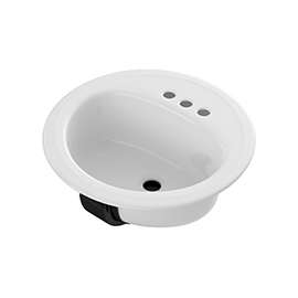 BOOTZ Laurel Series 021-2435-00 Lavatory Sink, Round Basin, 3-Deck Hole, 19 in OAW, 19 in OAH, 7-13/16 in OAD, Steel