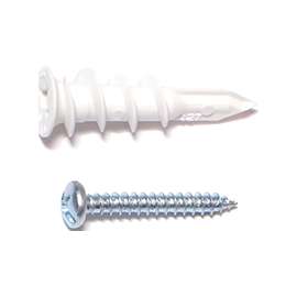 MIDWEST FASTENER 10424 Hollow Wall Anchor with Screw, #6 Thread, 1 in L, Plastic