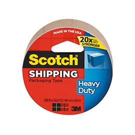 Scotch 3850T/3501T Heavy-Duty Packaging Tape, 54.6 yd L, 1.88 in W, 3.1 mil Thick, Rubber Adhesive, Tan