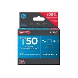 Arrow T50 Series 50624 Flat Crown Staple, 3/8 in W Crown, 3/8 in L Leg