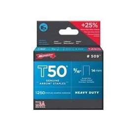 Arrow T50 Series 50924 Flat Crown Staple, 3/8 in W Crown, 9/16 in L Leg