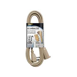 PowerZone OR681509 Single-Ended Extension Cord, SPT-3, Vinyl, Beige, For: Air conditioner and Appliances