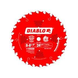 Diablo D0824X Circular Saw Blade, 8 to 8-1/4 in Dia, 5/8 in Arbor, 24-Teeth, Carbide Cutting Edge
