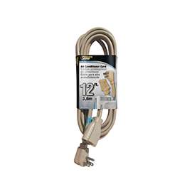 PowerZone OR681512 Extension Cord, SPT-3, Vinyl, Beige, For: Air conditioner and Appliances