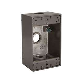 HUBBELL 5320-7 Weatherproof Box, 3 -Outlet, 1 -Gang, Aluminum, Bronze, Powder-Coated
