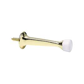 Prosource CL-208C-PB-PS Heavy-Duty Rigid Door Stop, 1 in Dia Base, 3 in Projection, Die-Cast Zinc & Plastic