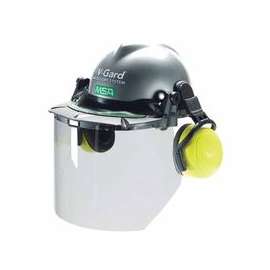 V-Gard MSA Visor Frames, Black/Green Stripe, V-Gard Slotted Caps, 6 1/2 x 2.56