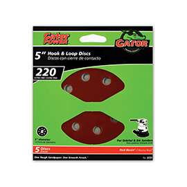 Gator 3721 Sanding Disc, 5 in Dia, 220 Grit, Extra Fine, Aluminum Oxide Abrasive, Vented